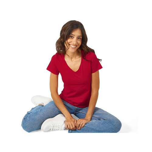 Футболка Heavy Super Club женская с V-образным вырезом, красный