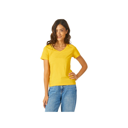 Футболка Heavy Super Club женская с V-образным вырезом, золотисто-желтый Футболка Heavy Super Club женская с V-образным вырезом, золотисто-желтый