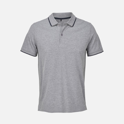 Рубашка поло унисекс Palermo, серый меланж с темно-синим Рубашка поло унисекс Palermo, серый меланж с темно-синим