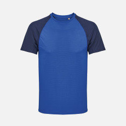 Футболка спортивная унисекс Vortex, темно-синяя с ярко-синим