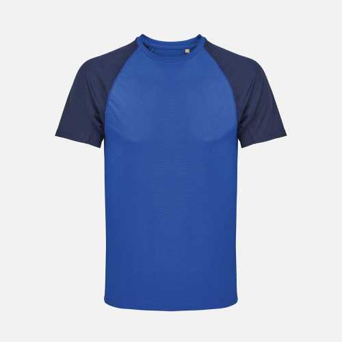 Футболка спортивная унисекс Vortex, темно-синяя с ярко-синим