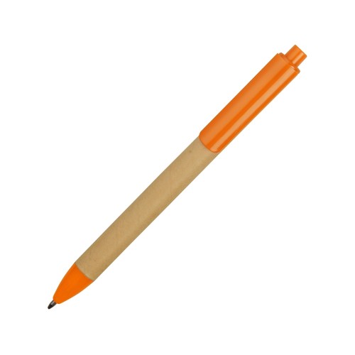 Ручка картонная пластиковая шариковая Эко 2.0, бежевый/оранжевый