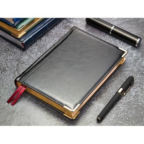 Ежедневник А5 полудатированный Boss, черный Ежедневник А5 полудатированный Boss, черный