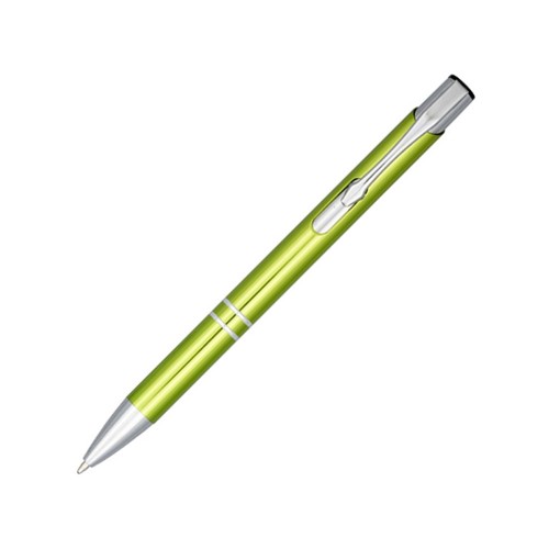 Кнопочная шариковая ручка Moneta из анодированного алюминия, синие чернила, лайм