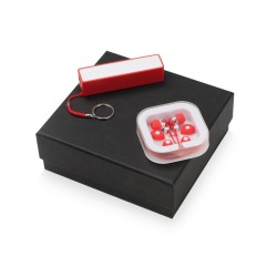 Подарочный набор Non-stop music с наушниками и зарядным устройством, красный