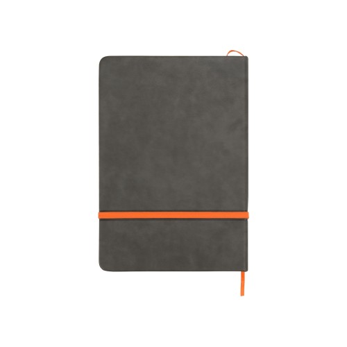Блокнот Color линованный А5 в твердой обложке с резинкой, серый/оранжевый