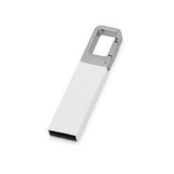 Флеш-карта USB 2.0 16 Gb с карабином Hook, белый/серебристый