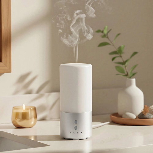Увлажнитель воздуха с подсветкой Breathe, белый/серебристый Увлажнитель воздуха с подсветкой Breathe, белый/серебристый