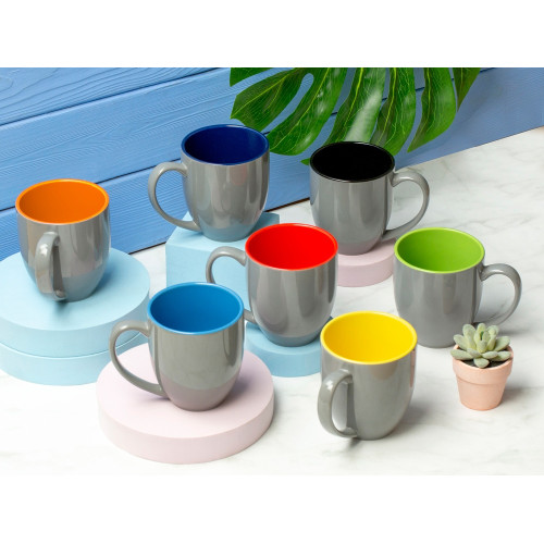 Кружка керамическая Gracy 450мл, серый/зеленое яблоко Кружка керамическая Gracy 450мл, серый/зеленое яблоко