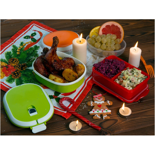 Герметичный ланч-бокс Foody с двумя секциями, 650мл, красный Герметичный ланч-бокс Foody с двумя секциями, 650мл, красный