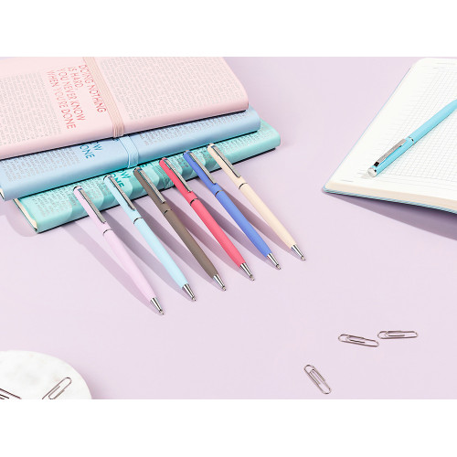 Ручка шариковая автоматическая BrunoVisconti® PALERMO цвет корпуса бирюзовый, soft-touch, 0.7 мм