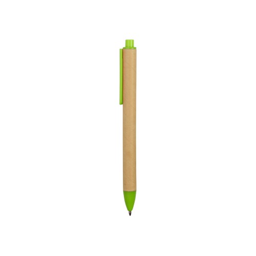 Ручка картонная пластиковая шариковая Эко 2.0, бежевый/зеленое яблоко