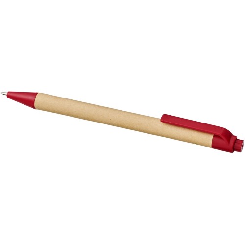 Шариковая ручка Berk из переработанного картона и кукурузного пластика, натуральный/красный