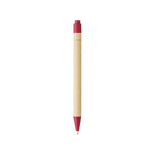 Шариковая ручка Berk из переработанного картона и кукурузного пластика, натуральный/красный