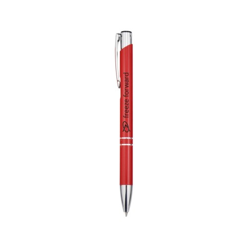Алюминиевая шариковая кнопочная ручка Moneta, черные чернила, красный