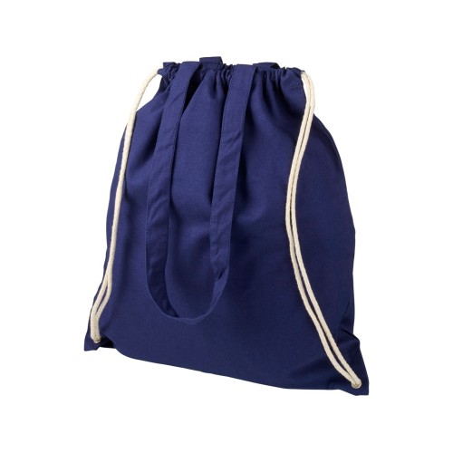 Рюкзак со шнурком Eliza из хлопчатобумажной ткани плотностью 240 г/м², темно-синий