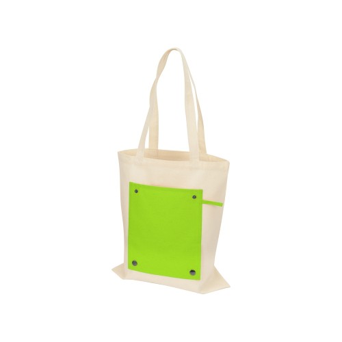 Складная хлопковая сумка для шопинга Gross с карманом, зеленое яблоко