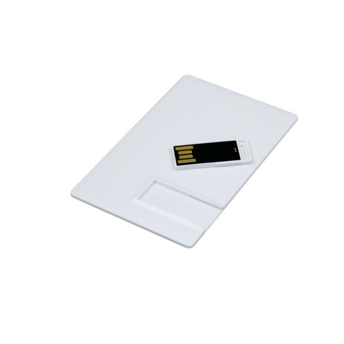 USB-флешка на 8 Гб в виде пластиковой карты с полностью выдвижным чипом, белый