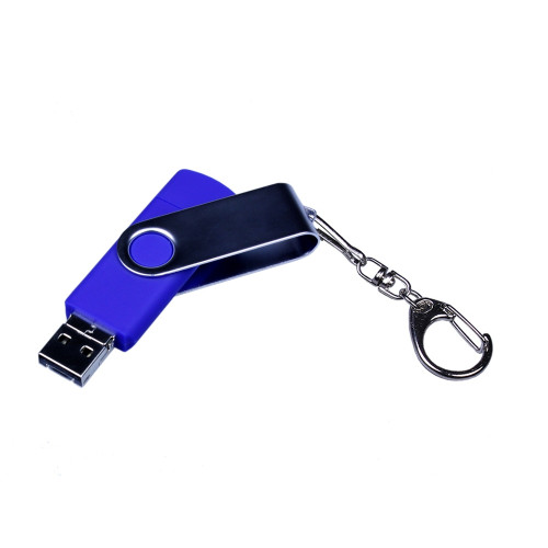 USB-флешка на 64 ГБ поворотный механизм, c двумя дополнительными разъемами MicroUSB и TypeC, синий USB-флешка на 64 ГБ поворотный механизм, c двумя дополнительными разъемами MicroUSB и TypeC, синий