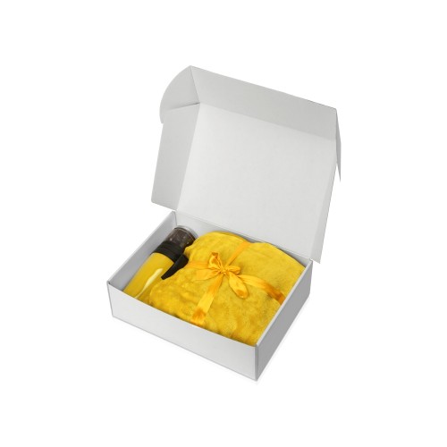Подарочный набор с пледом, термокружкой и миндалем в шоколадной глазури Tasty hygge, желтый