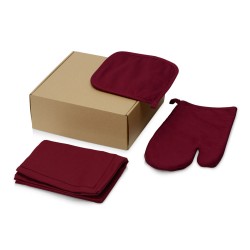 Подарочный набор с фартуком, прихваткой, бордовый