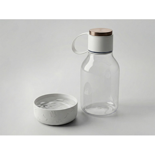 Бутылка для воды 2-в-1 Dog Bowl Bottle со съемной миской для питомцев, 1500 мл, белый