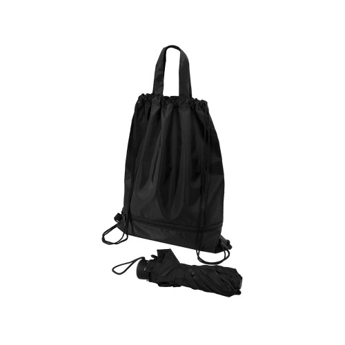 Зонт Picau из переработанного пластика в сумочке, черный