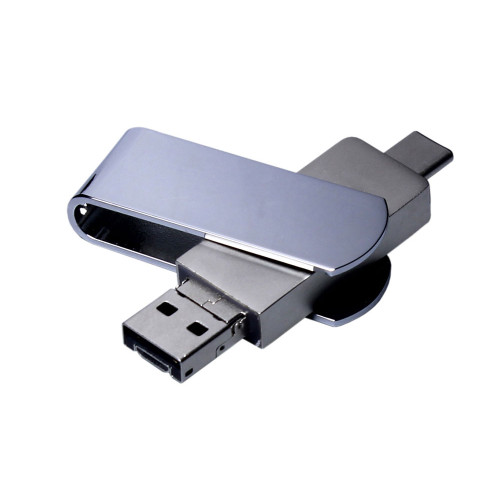 USB 3.0-флешка на 32 Гб поворотный механизм, c дополнительным разъемом Micro USB с одноцветным металлическим клипом USB 3.0-флешка на 32 Гб поворотный механизм, c дополнительным разъемом Micro USB с одноцветным металлическим клипом