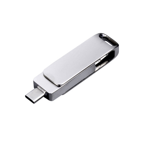 USB 3.0-флешка на 32 Гб поворотный механизм, c дополнительным разъемом Micro USB с одноцветным металлическим клипом USB 3.0-флешка на 32 Гб поворотный механизм, c дополнительным разъемом Micro USB с одноцветным металлическим клипом