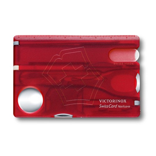 Швейцарская карточка VICTORINOX SwissCard Nailcare, 13 функций, полупрозрачная красная