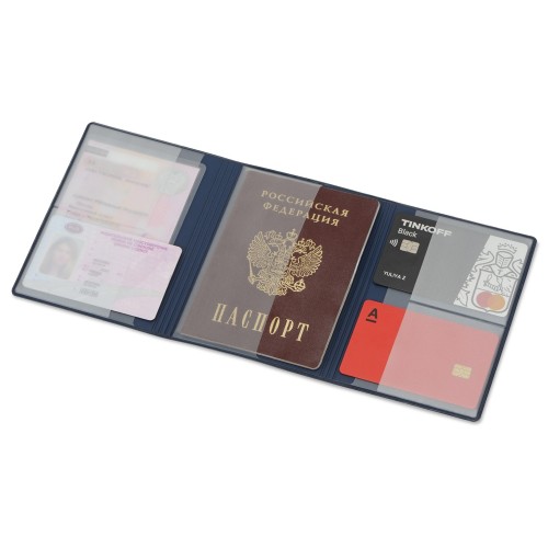 Обложка на магнитах для автодокументов и паспорта Favor, синяя