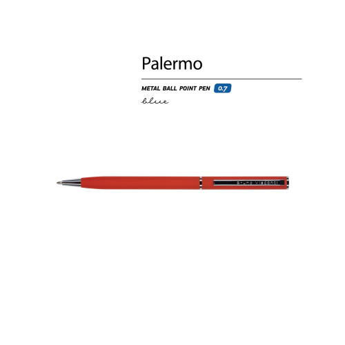 Ручка металлическая шариковая Palermo, софт-тач, 0,7 мм,  красный Ручка металлическая шариковая Palermo, софт-тач, 0,7 мм,  красный