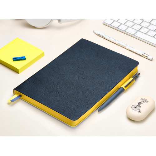 Ежедневник недатированный А5 Boston, темно-синий (желтый обрез) Ежедневник недатированный А5 Boston, темно-синий (желтый обрез)