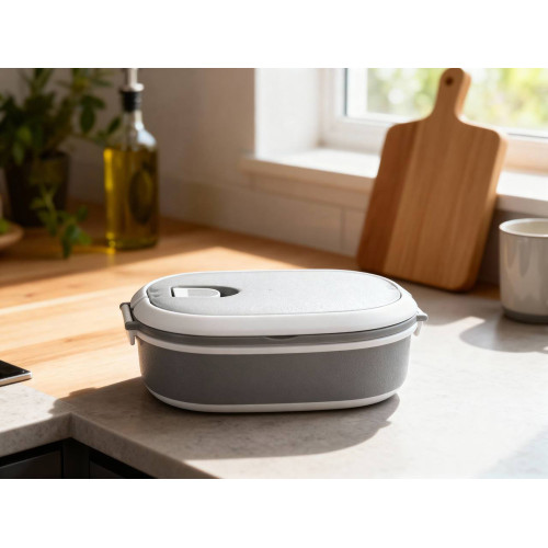 Ланч-бокс Hotty 750 мл для микроволновой печи, серый/белый