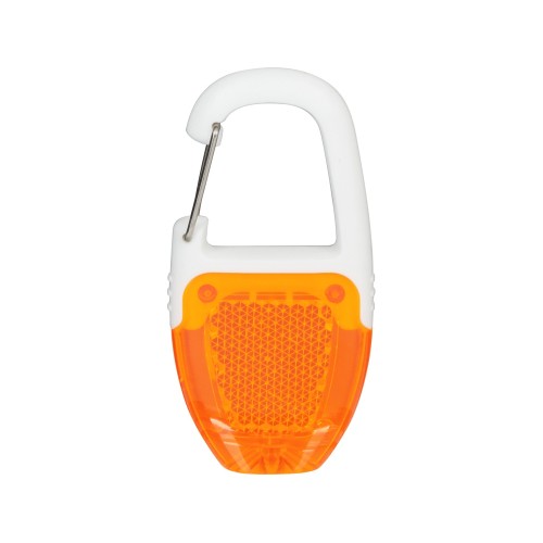 Брелок - фонарик с отражателем и карабином, оранжевый/белый