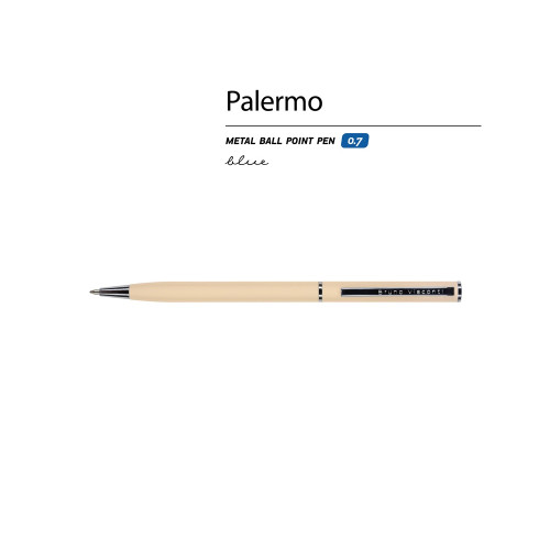 Ручка металлическая шариковая Palermo, софт-тач, 0,7 мм,  пудровый Ручка металлическая шариковая Palermo, софт-тач, 0,7 мм,  пудровый