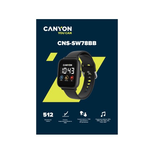 Смарт-часы со встроенным плеером Canyon SaltSW-78, черный