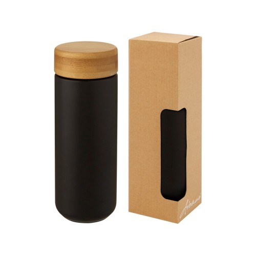 Lumi керамическая кружка объемом 300 мл с бамбуковой крышкой, черный