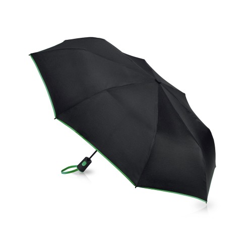 Зонт-полуавтомат складной Motley с цветными спицами, черный/зеленый