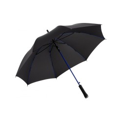 Зонт-трость Colorline с цветными спицами и куполом из переработанного пластика, черный/синий