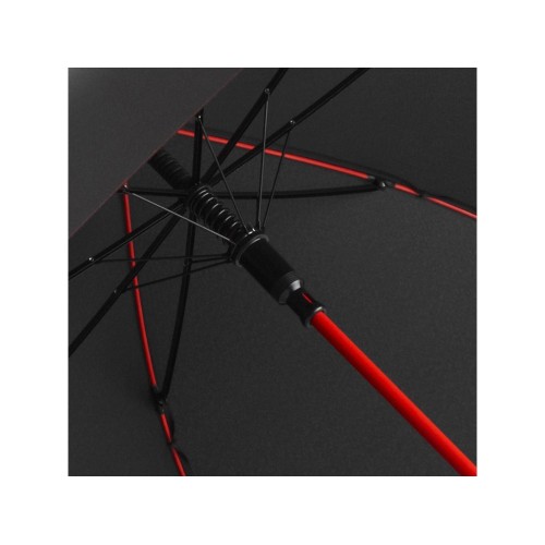 Зонт-трость Colorline с цветными спицами и куполом из переработанного пластика, черный/красный