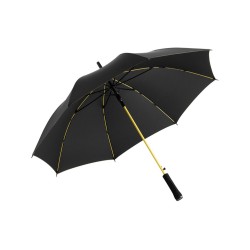 Зонт-трость Colorline с цветными спицами и куполом из переработанного пластика, черный/желтый