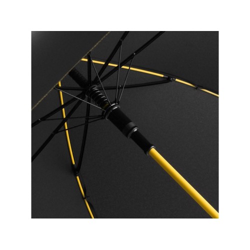 Зонт-трость Colorline с цветными спицами и куполом из переработанного пластика, черный/желтый