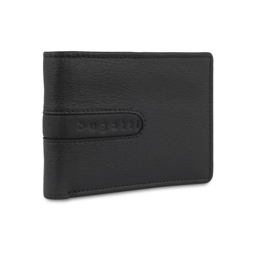 Портмоне BUGATTI Bomba, с защитой данных RFID, чёрное, кожа/полиэстер, 12,5х2х9 см Портмоне BUGATTI Bomba, с защитой данных RFID, чёрное, кожа/полиэстер, 12,5х2х9 см