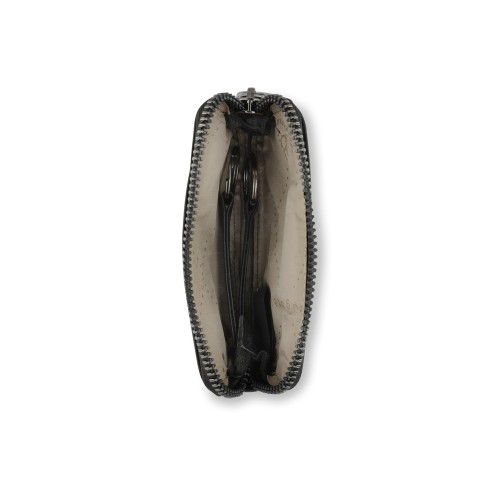Ключница BUGATTI Bella, чёрная, воловья кожа/полиэстер, 12х1,5х7 см