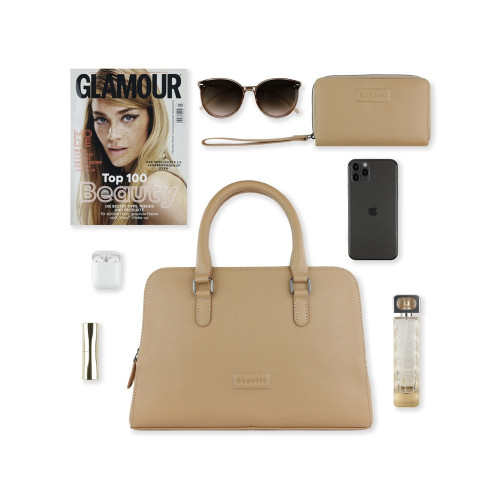 Сумка женская BUGATTI Elsa, песочного цвета, воловья кожа/полиэстер, 32х13х22 см Сумка женская BUGATTI Elsa, песочного цвета, воловья кожа/полиэстер, 32х13х22 см