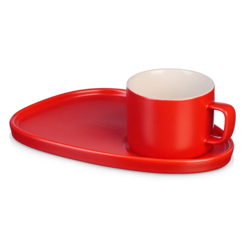 Чайная пара Brighton : блюдце овальное, чашка, коробка, красный