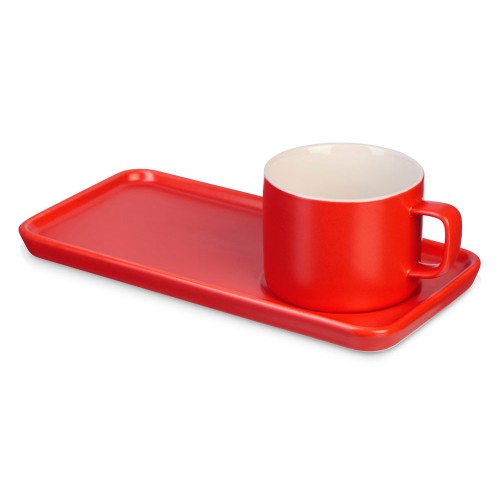 Чайная пара Bristol: блюдце прямоугольное, чашка, коробка, красный