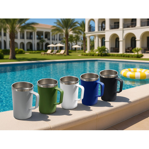 Стальная кружка с двойными стенками и порошковым покрытием Tibet, серый Стальная кружка с двойными стенками и порошковым покрытием Tibet, серый