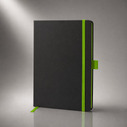 Блокнот ColorNote Black, твердая обложка A5, 80 листов, черный с зеленым яблоком